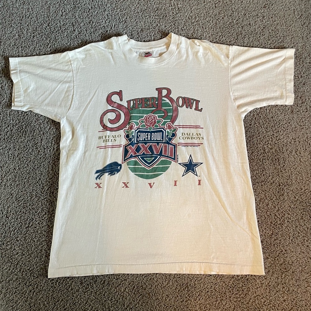 Vintage Single Stitch 1993 Super Bowl XXVII Dallas Cowboys Buffalo Bills Shirt